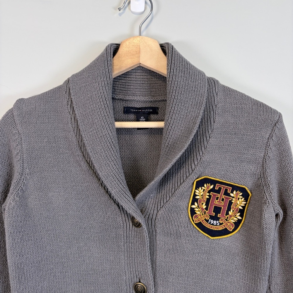 Tommy Hilfiger Cardigan Button Front Colligate Heritage Academia Gray Women's XS - Picture 3 of 13